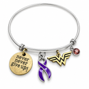 Choose Your Awareness Ribbon Bracelet, Wonder Woman Inspired Warrior Bracelet, Never Give Up Charm, Cancer Survivor Gift, Pick Any Ribbon Color