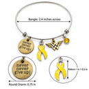 Choose Your Awareness Ribbon Bracelet, Wonder Woman Inspired Warrior Bracelet, Never Give Up Charm, Cancer Survivor Gift, Pick Any Ribbon Color