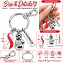 Red & White Awareness Ribbon Boxing Glove Warrior Keychain – Cancer Support, Survivor Gift, Fighter Gift