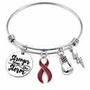 Burgundy Awareness Ribbon Bracelet, Multiple Myeloma Bracelet, Sickle Cell Gift, Brain Aneurysm Awareness, Stronger Than the Storm Cancer Fighter Gift