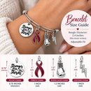 Burgundy Awareness Ribbon Bracelet, Multiple Myeloma Bracelet, Sickle Cell Gift, Brain Aneurysm Awareness, Stronger Than the Storm Cancer Fighter Gift