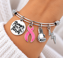 Pink Ribbon Bracelet, Breast Cancer Awareness Bracelet, Stronger Than the Storm Gift, Cancer Fighter Bracelet, Survivor Jewelry