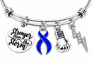 Periwinkle Ribbon Bracelet, Stomach Cancer Awareness Bracelet, Stronger Than the Storm Gift, Cancer Fighter Survivor Jewelry