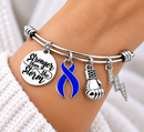 Periwinkle Ribbon Bracelet, Stomach Cancer Awareness Bracelet, Stronger Than the Storm Gift, Cancer Fighter Survivor Jewelry