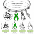 Green Ribbon Bracelet, Stronger Than the Storm Bracelet, Boxing Glove Jewelry, Awareness Ribbon Gift, Cancer Chronic Illness Survivor Gift