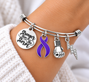 Purple Ribbon Bracelet, Pancreatic Cancer Awareness Gift, Stronger Than the Storm Bracelet, Cancer Fighter Survivor Jewelry