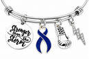 Navy Blue Ribbon Bracelet, Stronger Than the Storm Bracelet, Colon Cancer Awareness Gift, Cancer Fighter Jewelry, Survivor Gift