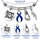 Navy Blue Ribbon Bracelet, Stronger Than the Storm Bracelet, Colon Cancer Awareness Gift, Cancer Fighter Jewelry, Survivor Gift