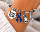Navy Blue Ribbon Bracelet, Stronger Than the Storm Bracelet, Colon Cancer Awareness Gift, Cancer Fighter Jewelry, Survivor Gift