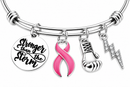 Pink Ribbon Bracelet, Breast Cancer Awareness Bracelet, Stronger Than the Storm Gift, Cancer Fighter Bracelet, Survivor Jewelry