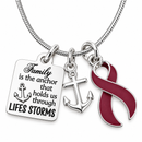 Family Is the Anchor Necklace, Choose Your Awareness Ribbon Color, Cancer Support Gift, Family Strength Necklace, Survivor Jewelry