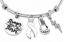 White Ribbon Bracelet, Lung Cancer Awareness Gift, Stronger Than the Storm Bracelet, Cancer Fighter Survivor Gift, Awareness Jewelry