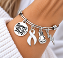 White Ribbon Bracelet, Lung Cancer Awareness Gift, Stronger Than the Storm Bracelet, Cancer Fighter Survivor Gift, Awareness Jewelry