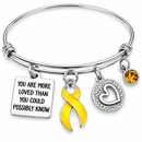 Gold Ribbon Childhood Cancer Awareness Bracelet – You Are More Loved Inspirational Gift – Adjustable Survivor Support Jewelry