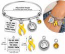 Gold Ribbon Childhood Cancer Awareness Bracelet – You Are More Loved Inspirational Gift – Adjustable Survivor Support Jewelry