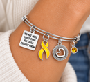 Gold Ribbon Childhood Cancer Awareness Bracelet – You Are More Loved Inspirational Gift – Adjustable Survivor Support Jewelry