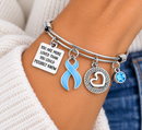Light Blue Ribbon Prostate Cancer Awareness Bracelet, You Are More Loved Inspirational Gift, Adjustable Cancer Survivor Support Jewelry