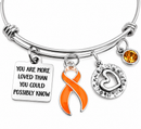 Orange Ribbon Leukemia Awareness Bracelet, You Are More Loved Inspirational Gift, MS Awareness Jewelry, Cancer Survivor Support Gift