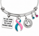 Pink & Teal Previvor Awareness Bracelet, BRCA1 BRCA2 Genetic Mutation Gift, You Are More Loved Inspirational Jewelry, Hereditary Cancer Support