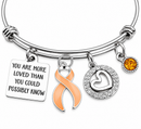 Peach Ribbon Uterine Cancer Awareness Bracelet, Endometrial Cancer Survivor Gift, You Are More Loved Inspirational Jewelry