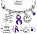Violet Awareness Ribbon Bracelet, You Are More Loved Gift, Hodgkin’s Lymphoma & Testicular Cancer Support, Survivor Jewelry