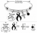Black Ribbon Melanoma Awareness Bracelet – Faith Over Fear Skin Cancer Warrior Survivor & Memorial Gift