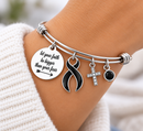 Black Ribbon Melanoma Awareness Bracelet – Faith Over Fear Skin Cancer Warrior Survivor & Memorial Gift