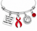 You Are More Loved Bracelet, Red Awareness Ribbon Bracelet, Inspirational Gift, Cancer Support Jewelry, Adjustable Survivor Bracelet
