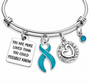 Teal Awareness Ribbon Bracelet, You Are More Loved Gift, Ovarian Cancer Support, Anxiety PCOS Endometriosis Survivor Jewelry