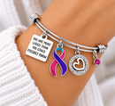 Thyroid Cancer Awareness Bracelet, Pink Teal Purple Ribbon, You Are More Loved Gift, Thyroid Cancer Survivor Support Jewelry