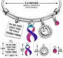 Thyroid Cancer Awareness Bracelet, Pink Teal Purple Ribbon, You Are More Loved Gift, Thyroid Cancer Survivor Support Jewelry