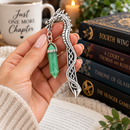 Dragon Crystal Bookmark, Fantasy Book Lover Gift, Choose Your Crystal, Fourth Wing Reader Gift, Romantasy BookTok Gift, Silver Dragon Bookmark