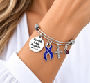 Violet Awareness Ribbon Bracelet – Hodgkin Lymphoma Cancer & Testicular Cancer Faith Over Fear Gift