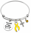 Yellow Awareness Ribbon Bracelet – Bladder Cancer Endometriosis Support Our Troops Faith Over Fear Gift