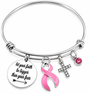 Pink Ribbon Breast Cancer Awareness Bracelet – Faith Over Fear Christian Cancer Survivor Gift