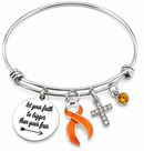Orange Awareness Ribbon Bracelet – Faith Over Fear Charm Bracelet, MS Leukemia Kidney Cancer Support Gift
