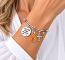 Orange Awareness Ribbon Bracelet – Faith Over Fear Charm Bracelet, MS Leukemia Kidney Cancer Support Gift