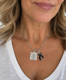 Black Awareness Ribbon Necklace – Badass Encouragement Gift, Melanoma & Grief Support Jewelry, Cancer Fighter Necklace