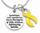 Childhood Cancer Awareness Necklace – Gold Yellow Ribbon Superhero Jewelry, Pediatric Cancer Fighter Gift