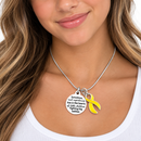 Childhood Cancer Awareness Necklace – Gold Yellow Ribbon Superhero Jewelry, Pediatric Cancer Fighter Gift