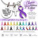 Choose Your Awareness Ribbon Necklace – Any Ribbon Color, “I Will Hold You Up” Faith Cross Necklace, Cancer & Survivor Gift