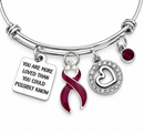 Burgundy Awareness Ribbon Bracelet – “You Are More Loved” Multiple Myeloma Gift, Cancer Survivor & Encouragement Jewelry