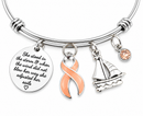 Peach Ribbon Awareness Bracelet – Uterine & Endometrial Cancer Gift, “She Adjusted Her Sails” Inspirational Bracelet
