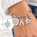 Peach Ribbon Awareness Bracelet – Uterine & Endometrial Cancer Gift, “She Adjusted Her Sails” Inspirational Bracelet