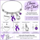 Purple Ribbon Survivor Bracelet – Pancreatic Cancer, Epilepsy & Lupus Awareness Gift, Boxing Glove Fighter Jewelry