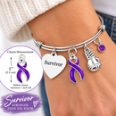 Purple Ribbon Survivor Bracelet – Pancreatic Cancer, Epilepsy & Lupus Awareness Gift, Boxing Glove Fighter Jewelry