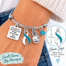 Teal & White Ribbon Cervical Cancer Awareness Bracelet – BADASS Cancer Fighter & Survivor Gift with Boxing Glove