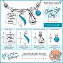 Teal & White Ribbon Cervical Cancer Awareness Bracelet – BADASS Cancer Fighter & Survivor Gift with Boxing Glove