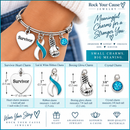 Teal & White Cervical Cancer Survivor Bracelet – Boxing Glove Fighter Gift, Awareness Ribbon Jewelry