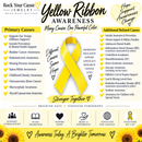 Yellow Awareness Ribbon Clear Quartz Crystal Necklace – Endometriosis, Bladder Cancer, Suicide Prevention & Support Our Troops Gift